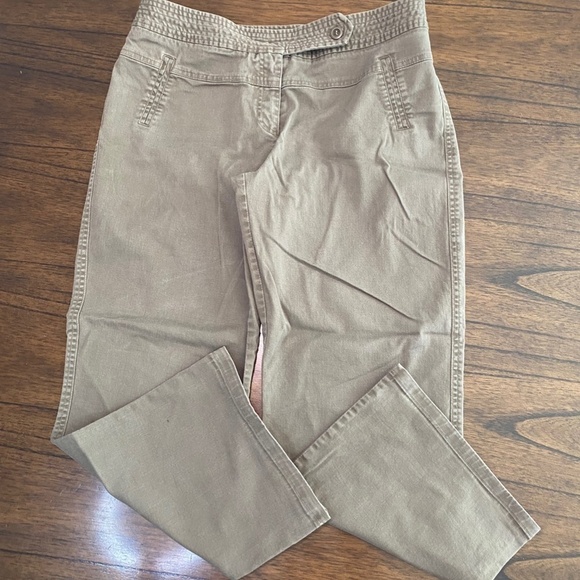 JEAN Works & Co Ladies crop wide leg pants kaki green size 15 - Picture 2 of 5